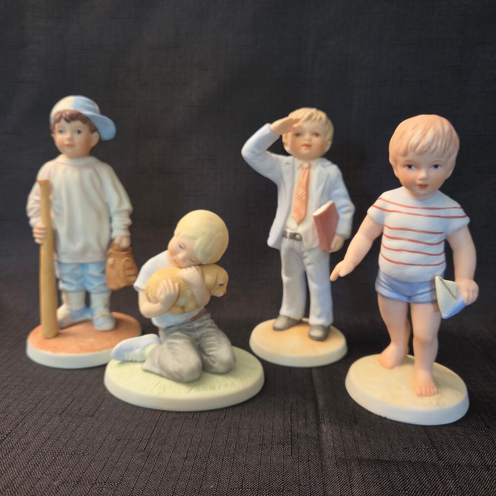 VTG Frances Hook Set Of 4 "For A Mother's Love" Signed Boy Porcelain Figurines